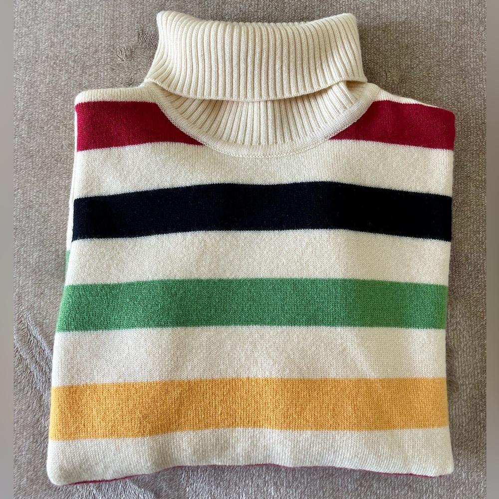 Pendleton Glacier National Park Merino Wool Turtleneck 🐑 Sunset Stripe, LARGE
